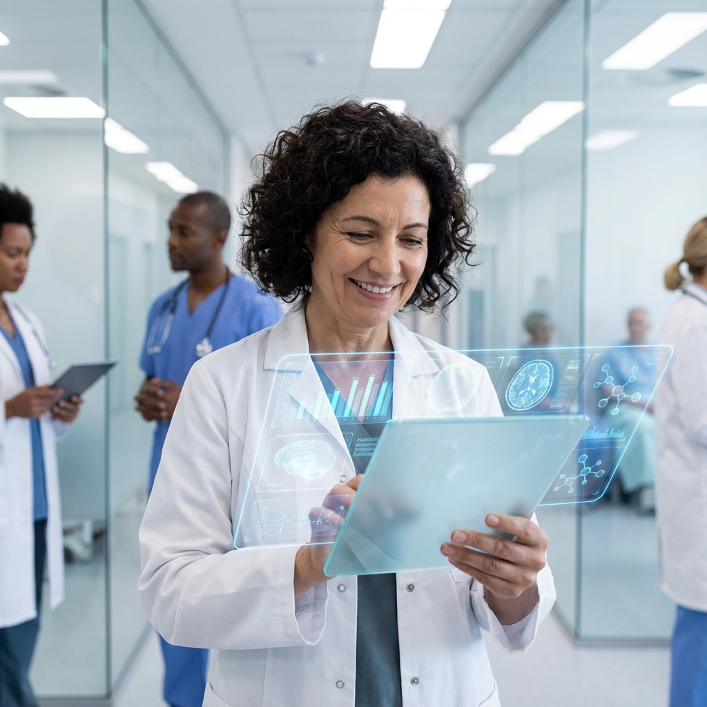 Doctor Using AI Tablet